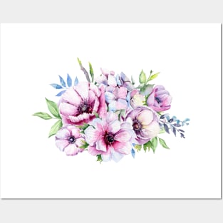 Anemones wreath Posters and Art
